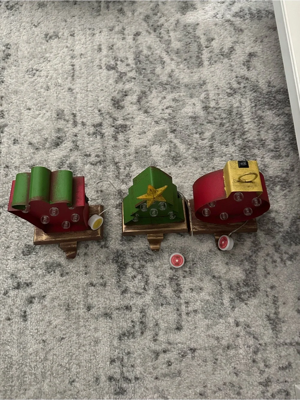 Metal Holiday LED Socking Holder Set - Red & Green